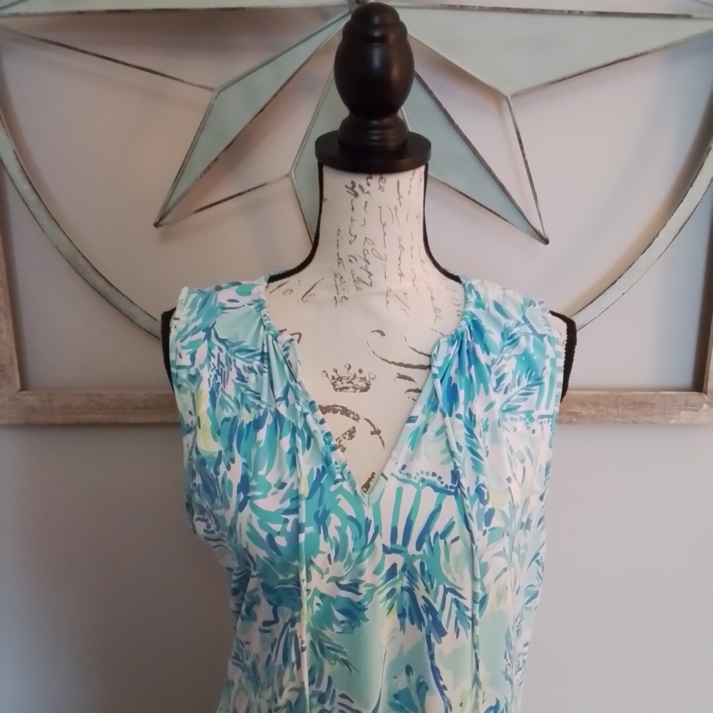 Lilly Pulitzer Johana Cover-Up Shift Dress Blue Ibiza Cabana Cocktail - L - Picture 7 of 15